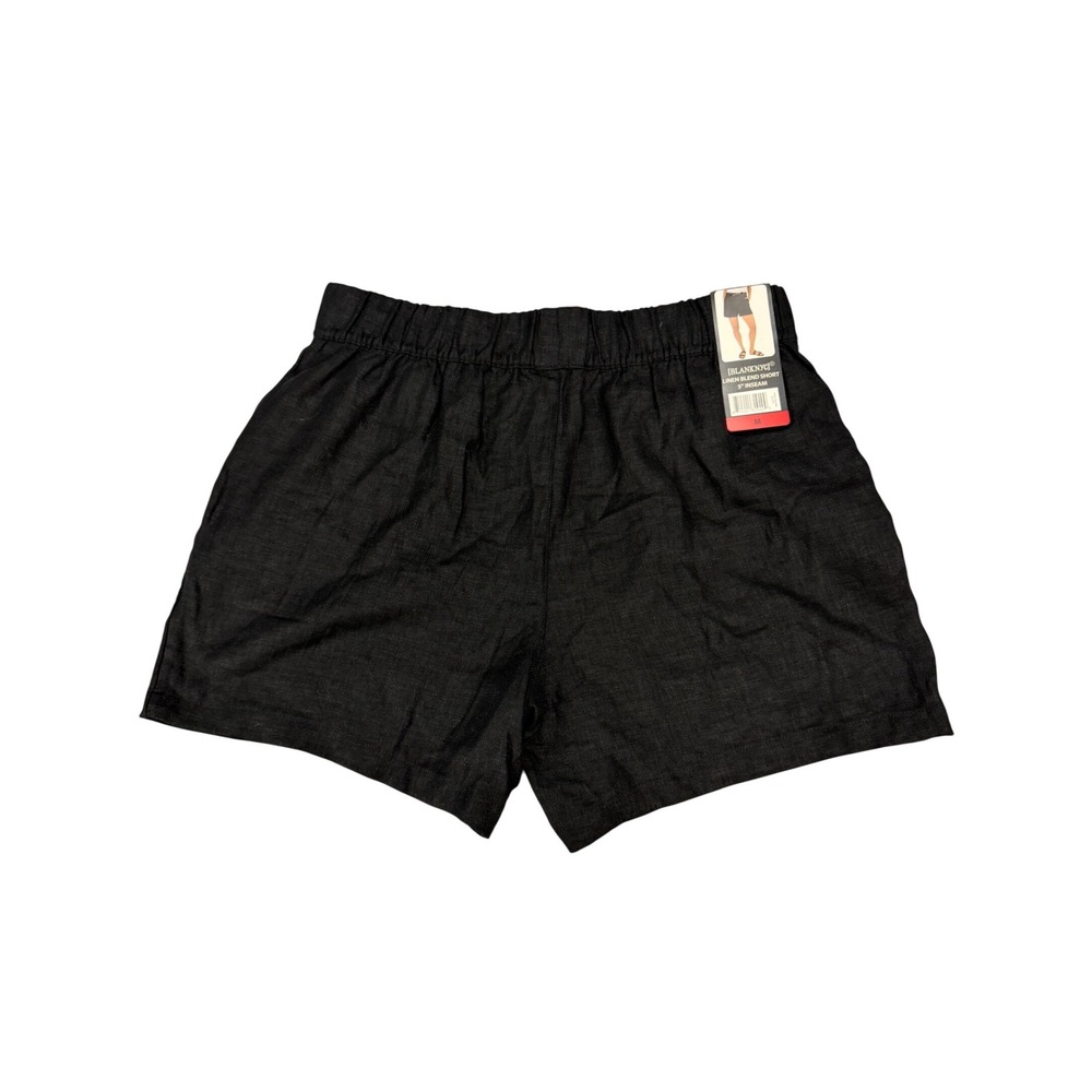 BlankNYC Linen Blend Shorts Black Drawstring Elastic Waist Womens M